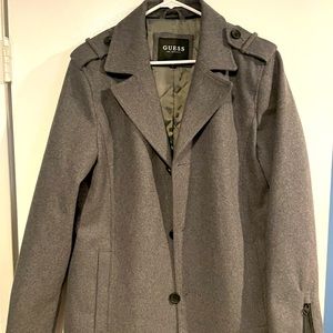 Mens dress peacoat from Guess. Light gray size Large. Only worn a few times!